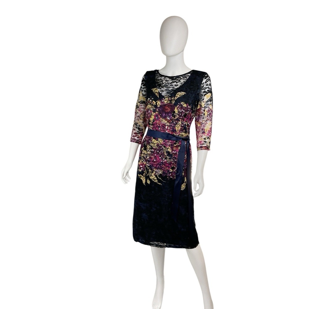 Leslie Fay Printed‎ Lace Sheath Dresssize 12